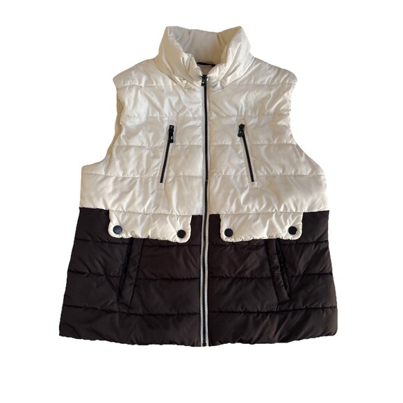 Ladies Calvin Klein Performance Black/White Puffer Vest W/6 Pockets Size Large - Picture 1 of 6